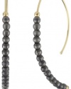 Mizuki 14k Small Marquis Hoop Earrings with Gold and Silver Faceted Beads