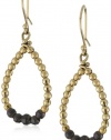 Mizuki 14k Small Tear-Drop Hoop Earrings with Gold and Silver Faceted Beads