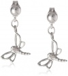 Sterling Silver Pre-Teen Diamond Drop Dragonfly Earrings