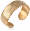 14k Yellow Gold Filled Embossed Flower Design Cuff Bracelet