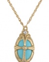 The Vatican Library Collection Oval Turquoise Colored Pendant Necklace