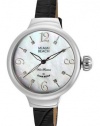 Women's Miami Beach Art Deco White Mother Of Pearl Dial Black Genuine Leather