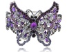 Purple Amethyst Clear Crystal Rhinestone Butterfly Insect Bracelet Bangle Cuff