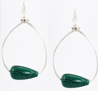 Jessica Simpson Earrings, Silver-Tone Best Seller Ear Update Oval with Green Stone Hoop Earrings