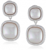 Majorica 10/14mm White Square Mabe Pearl Drop Earrings