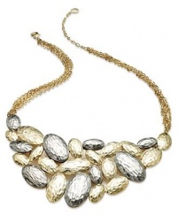 Alfani Necklace, 18 Two-Tone Oval Hammered Bib Statement Necklace