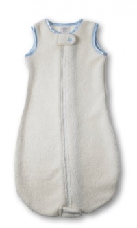 Swaddledesigns Organic Zzzipme Sack Eco Fleece with Color Trim, Natural/Blue, 6-12 Months