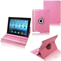 Ionic Rotating Stand Leather Case with SLEEP AND WAKE Function For Apple iPad 2, iPad 3, iPad 4, iPad 2nd, iPad 3rd, iPad 4th Generation Tablet AT&T Verizon 4G LTE (Pink)