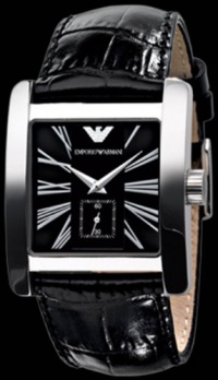 Emporio Armani Men's AR0180 Classic Black Leather Band Watch