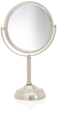 Jerdon JP910NB 6-Inch Tabletop Two-Sided Swivel Vanity Mirror with 10x Magnification, 11-Inch Height, Nickel Finish