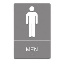 Headline Signs® ADA Sign, Men Restroom Symbol with Tactile Graphic, Molded Plastic, 6 x 9, Gray