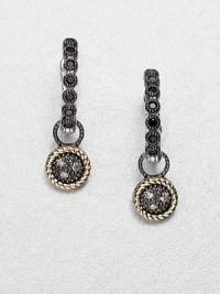 From the Zasha Collection. Unique grey diamonds add sparkle to this 14k gold and blackened sterling silver design. Grey diamonds, .06 tcw14k goldBlackened sterling silverSize, about .47Hoop baleImported Please note: Earrings sold separately.