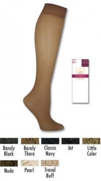 Hanes Silk Reflection Plus Silky Sheer Knee High Enhanced Toe - 6 pairs Barely There,One Size