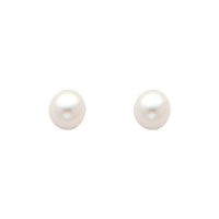 14K Yellow Gold Small Pearl Stud Earrings with Screw-back for Baby & Children