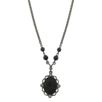 Victorian Gothic Black & Crystal Pendant Necklace