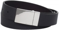 Michael Kors Men's Reversible Plaque Saffiano to Smooth Belt, Black/Brown, 36