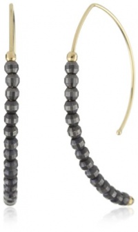 Mizuki 14k Small Marquis Hoop Earrings with Gold and Silver Faceted Beads