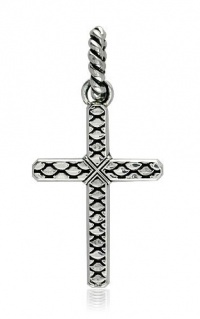 Sterling Silver 925 Large Hardcore Metal Snake Skin Thin Cross Pendant, 1 Inch