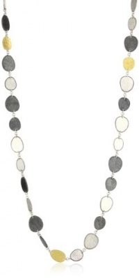 GURHAN Contour Organic Long Dark and White Silver with Gold Necklace