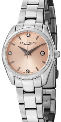 Stuhrling Original Women's 414L.02 Classic Ascot Prime Stainless Steel Bracelet Watch with Pink Dial and Swarovski Crystals