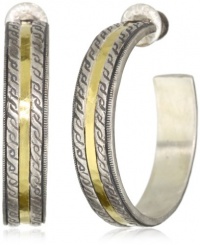 GURHAN Lancelot Post Dark and White Silver with Gold Hoop Earrings