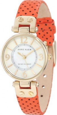 Anne Klein Women's 10/9888MPOR Gold-Tone Orange Leather Strap Watch