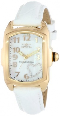 Invicta Women's 15115 Lupah 18k Gold Ion-Plated Stainless Steel and White Leather Strap Watch