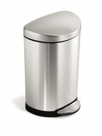 simplehuman Semi-Round Step Trash Can, Fingerprint-Proof Brushed Stainless Steel, 10-Liter /2.6-Gallon