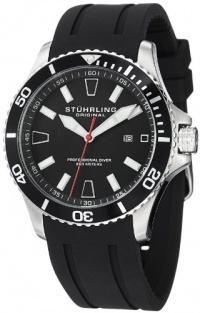 Stuhrling Original Men's 706.01 Aquadiver Regatta Diver Sport II Quartz Date Black Rubber Strap Watch