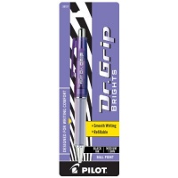 Pilot Dr. Grip Brights Retractable Ballpoint Pen, Medium Point, Purple Barrel, Black Ink, Single Pen (36157)