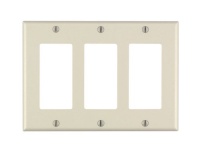 Leviton 80411-A 3-Gang Decora/GFCI Device Decora Wallplate, Standard Size, Thermoset, Device Mount, Almond