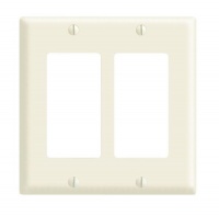 Leviton 80409-A 2-Gang Decora/GFCI Device Decora Wallplate, Standard Size, Thermoset, Device Mount, Almond