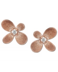 Spring has sprung. These stud earrings from CRISLU flaunt a small blossom design decorated with hand-cut cubic zirconias (1/5 ct. t.w.). Set in 18k rose-gold over sterling silver. Nickel-free. Approximate drop: 1/4 inch.