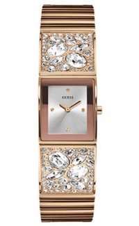 GUESS Women's U0002L4 Rose Gold-Tone Bejeweled Watch