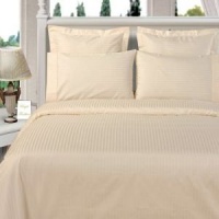 SATEEN FINISH 6 pc 800 Thread Count Egyptian Cotton Sheet Set with 4 PILLOW CASES, Olympic Queen, Ivory Stripe