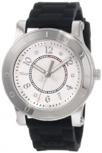 Juicy Couture WOMEN'S HRH WATCH #1900832 Black Rubber Strap; Silvertone with Crystal Accents in Juicy Gift Box