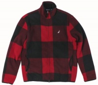 Nautica Men's Buffalo Plaid Full Zip Fleece Jacket (Red) (Large)