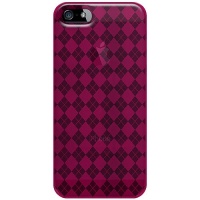 Amzer Luxe Argyle High Gloss TPU Soft Gel Skin Fit Case Cover for iPhone 5 - Skin - Retail Packaging - Hot Pink