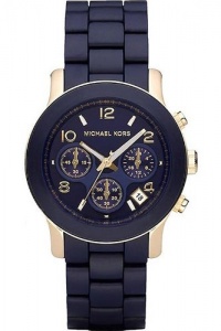 Michael Kors Women's MK5316 Navy Silicone Wrapped Runway Watch