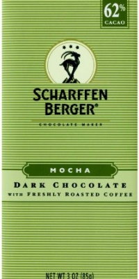 Scharffen Berger Chocolate Bar, Mocha (Dark Chocolate with Freshly Roasted Coffee) (62% Cacao), 3-Ounce Packages (Pack of 6)