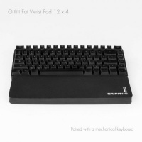 Grifiti Fat Wrist Pad 12 is a 4 x 12 Inch Wrist Rest for Small Mechanical Keyboards, MacBooks, Laptops, and Notebooks in Black Neoprene and Black Nylon