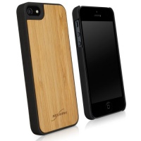 BoxWave True Bamboo Minimus Apple iPhone 5 Case, Genuine Bamboo Wood Backing Shell Case Cover with Durable Plastic Edges with Smooth Matte Finish (Jet Black)