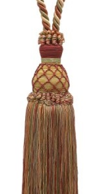 Elegant Wine, Gold, Green Curtain & Drapery Tassel Tieback / 10 tassel, 30 1/2 Spread (embrace), 3/8 Cord, Imperial II Collecion Style# TBIN-1 Color: CHERRY GROVE - 4770