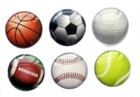 3D Semi-circular Sports Designs 6 Pieces Home Button Stickers for iPhone 5 4/4s 3GS 3G, iPad 2, iPad Mini, iTouch Kickball, Basketball, Baseball, Golf, Tennis, Football