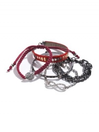 GUESS Women's Hematite-Tone and Red Arm Party Bracelet, POP COLOR