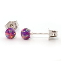 4mm Australian Royal Lavender Opal Ball Stud Post Earrings Solid 925 Sterling Silver