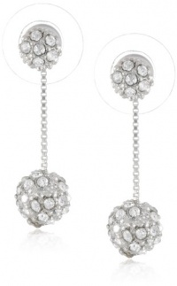 Anne Klein All that Glitters Silver-Tone and Crystal Fireball Drop Earrings