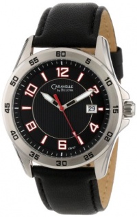 Caravelle by Bulova Men's 43B127 Silver-Tone Brass and Leather Watch