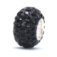 Bella Fascini Black Onyx Pave Sparkle Bling - Solid .925 Sterling Silver Core European Charm Bead Made with Authentic Swarovski Crystals - Compatible Brand Bracelets : Authentic Pandora, Chamilia, Moress, Troll, Ohm, Zable, Biagi, Kay's Charmed Memories, 