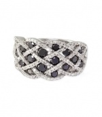 Effy Jewlery Prism Caviar Black and White Diamond Ring, 1.29 TCW Ring size 7